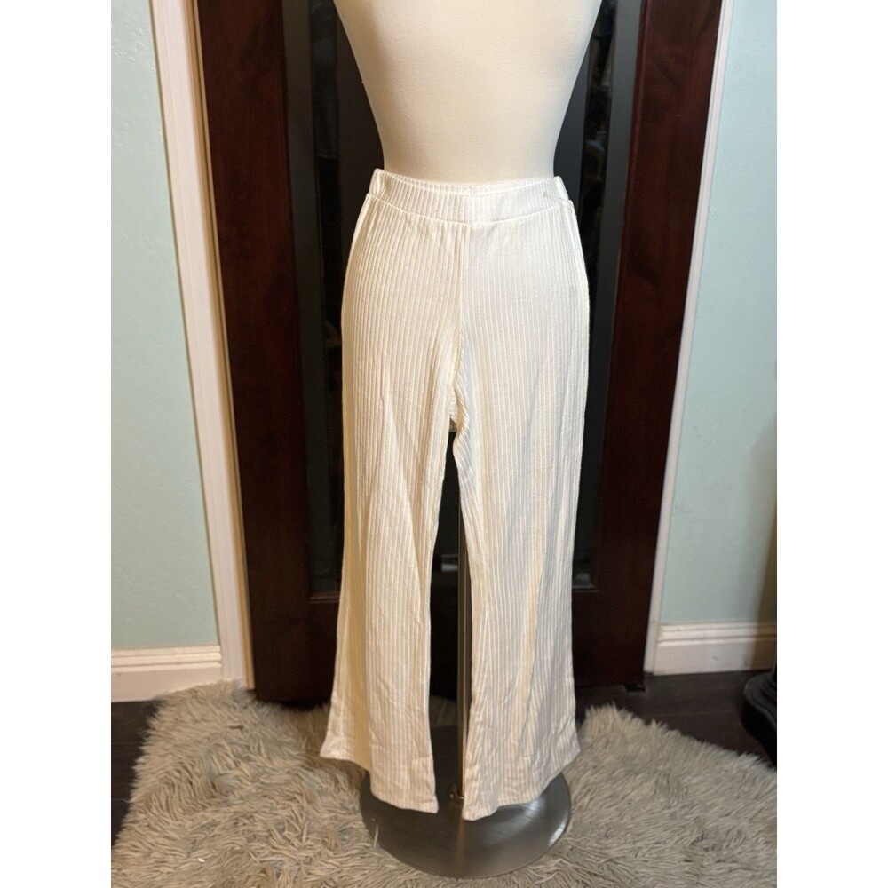 New SUPER SOFT Women’s Atelier By Kirious Ribbed White Pants Size Small